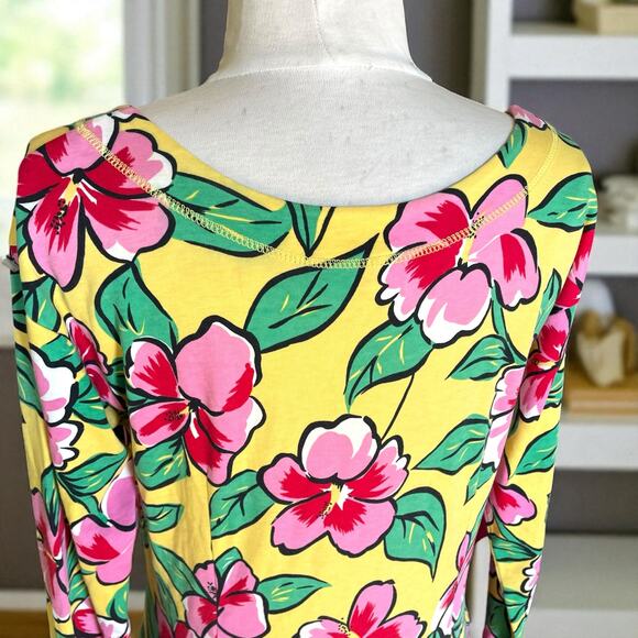 Vintage 90s Hawaiian Dress M WHITE WHEELER & MARTHA Cottagecore Drop Waist Retro - Picture 3 of 5